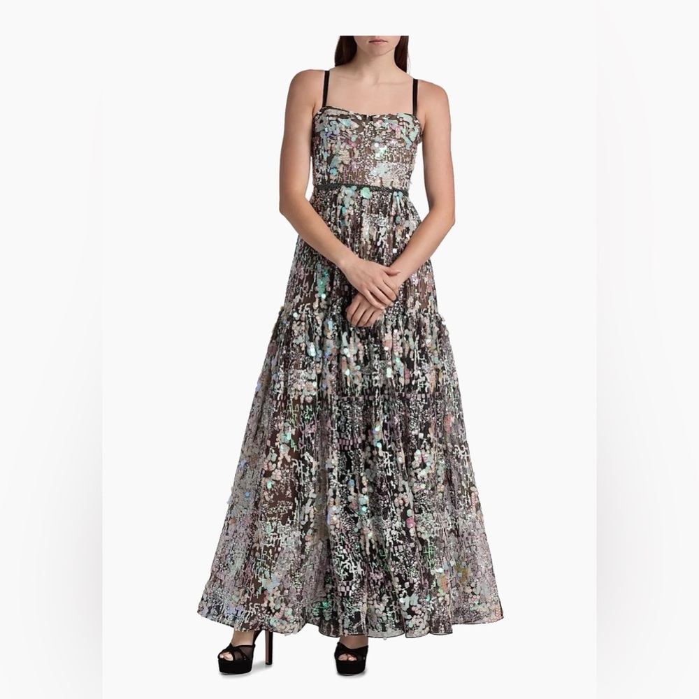 NWOT Bronx and Banco Midnight Embroidered A-Line Gown - Picture 6 of 16